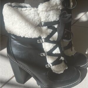 BCBGeneration Black and Cream Heeled Boots